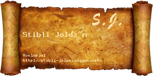 Stibli Jolán névjegykártya